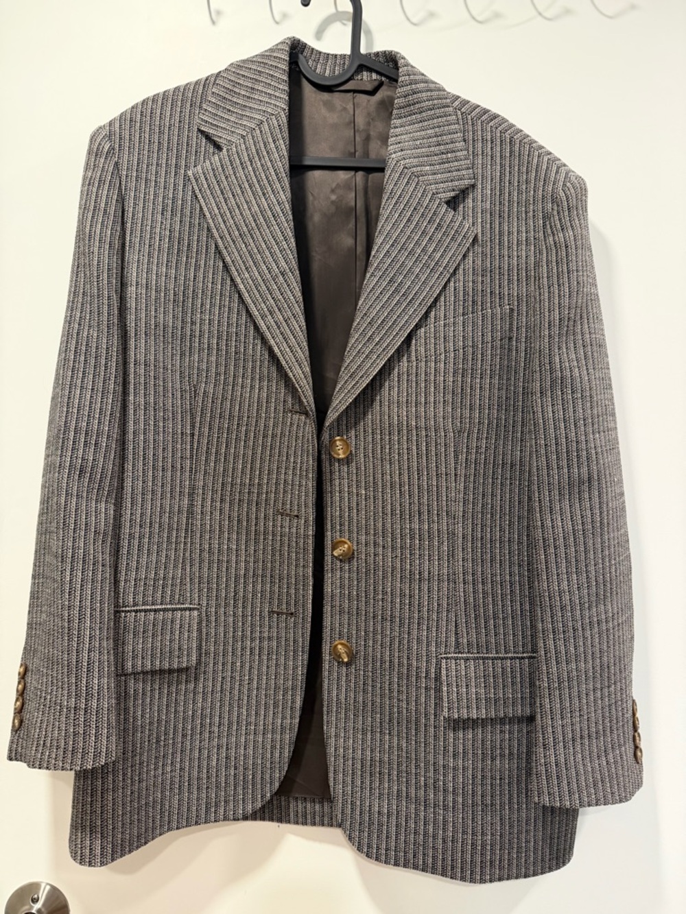 Acne Studios Multi Taupe Pinstripe Wool Blazer EU 32 / US 0 - Picture 3 of 7